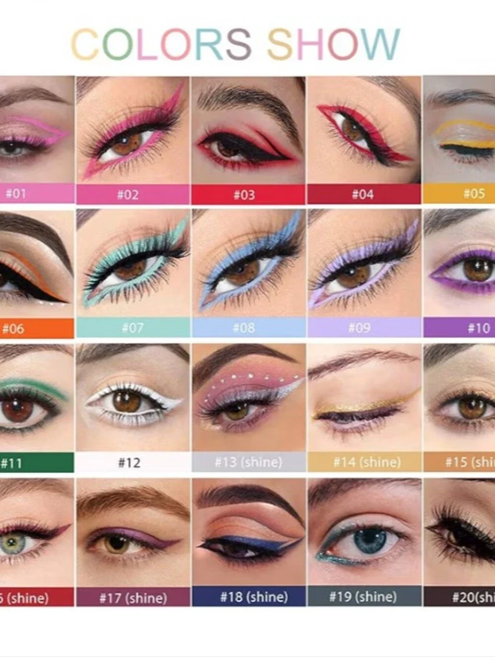 20 Pc Rainbow Colorful Cream Gel Eyeliner Makeup Eyeshadow Waterproof